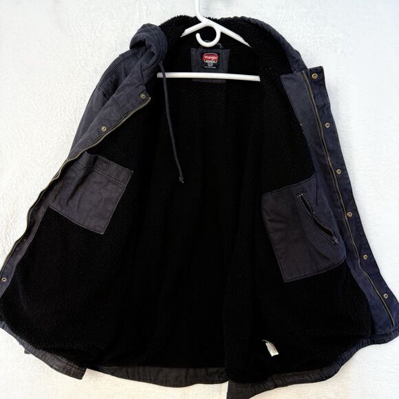 Wrangler Workwear Fur Lined Canvas Work Jacket Men’s 2X 50-52 Black Outerwear - Picture 12 of 16